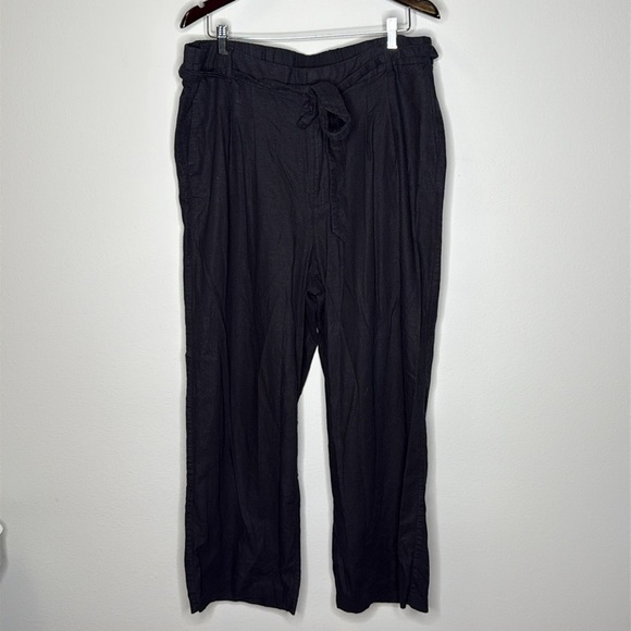 Old Navy High-Waisted Linen-Blend Cropped Wide-Leg Pants in Black Size XL Tall - Picture 1 of 8